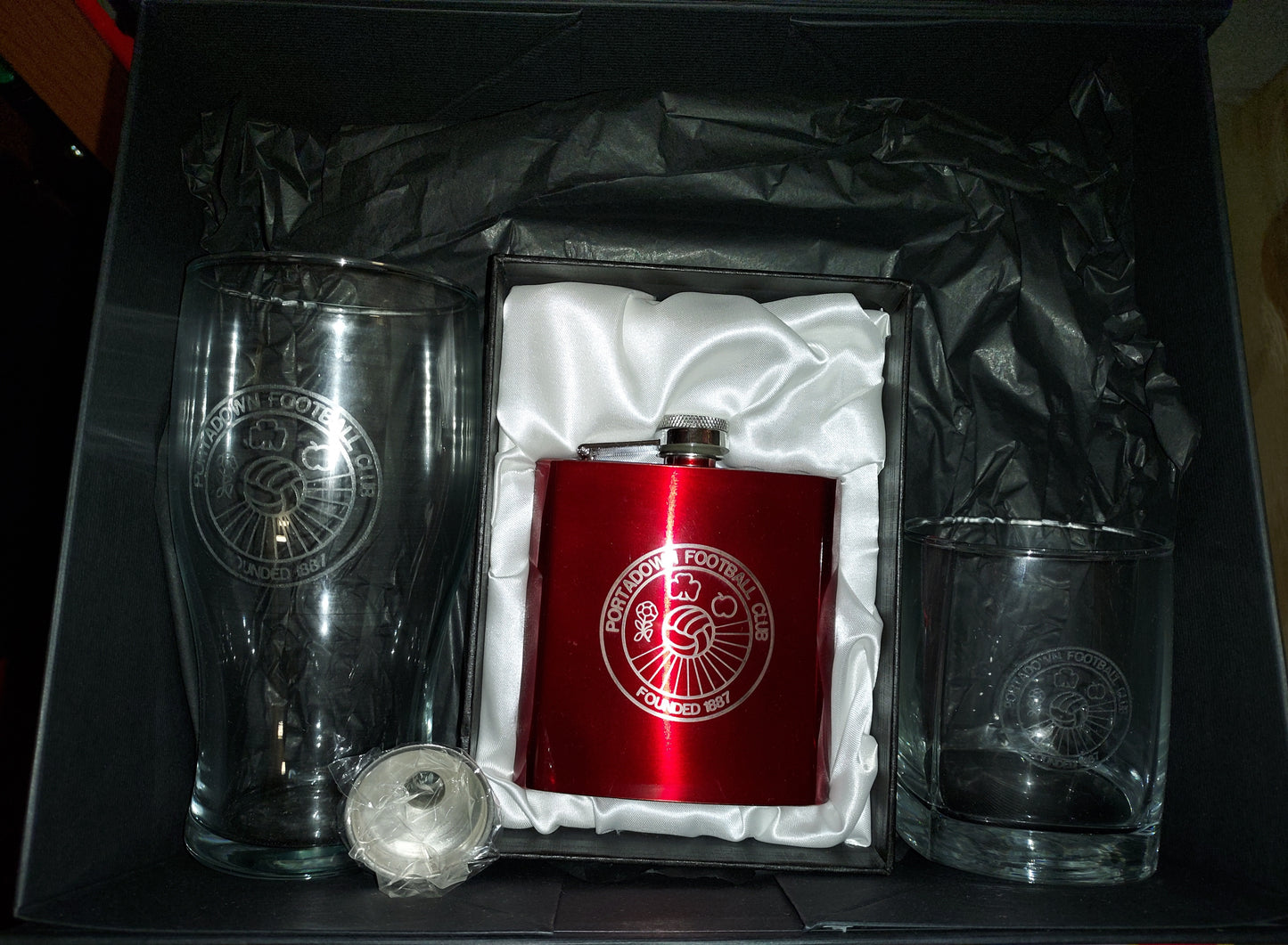 PFC Glass & Hip Flask Gift Set