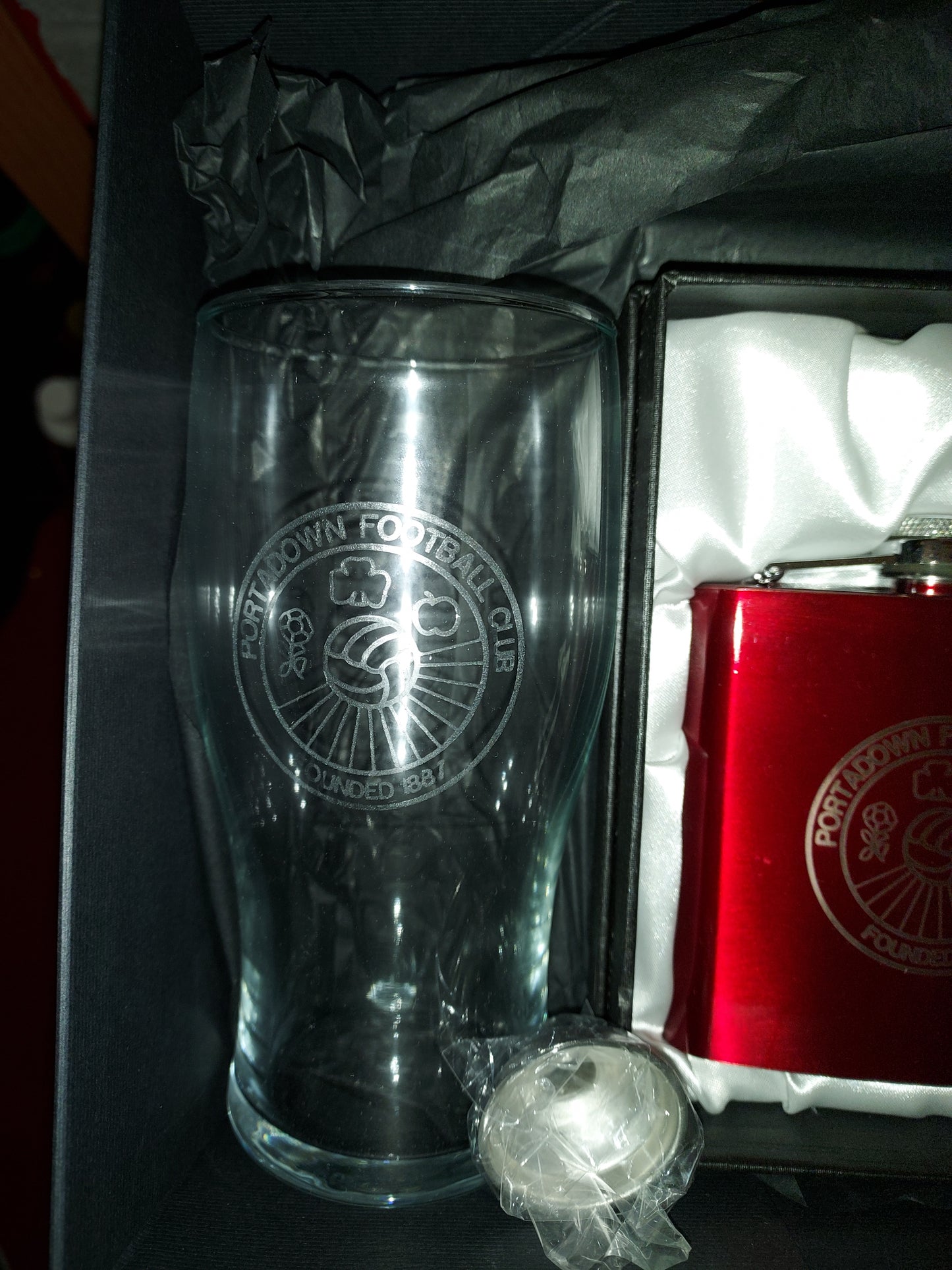 PFC Glass & Hip Flask Gift Set